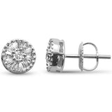 .25ct G SI 14K White Gold Diamond Round & Baguette Micro Pave Earrings