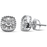 .51ct G SI 10K White Gold Diamond Round & Baguette Earrings