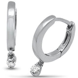 .08ct G SI 10K White Gold Diamond Dangling Hoop Earrings