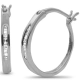 <span>DIAMOND CLOSEOUT! </span>.09ct G SI 10KT White Gold Diamond Baguette Hoop Earrings