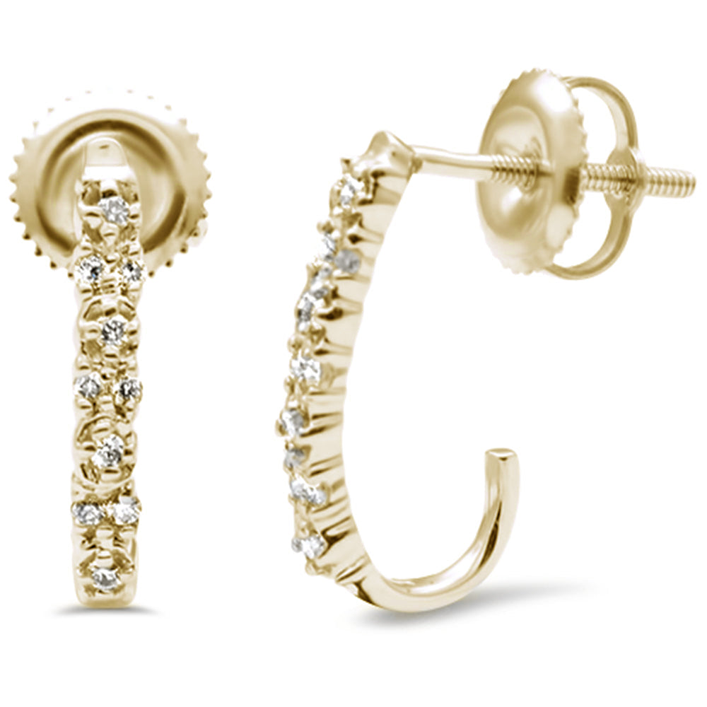 .12ct G SI 10K Yellow Gold Diamond J Hoop Earrings