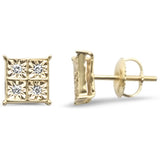 .10ct G SI 10K Yellow Gold Diamond Square Fashion Earrings