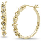 .10ct G SI 10KT Yellow Gold Diamond Heart Shaped Hoop Earrings