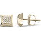 .11ct G SI 10K Yellow Gold Diamond Square Shaped Earrings