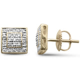 .11ct G SI 10K Yellow Gold Diamond Square Shaped Earrings