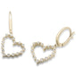 .10ct G SI 10K Yellow Gold Diamond Heart Hoop Dangle Earrings