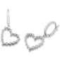 <span style="color:purple">SPECIAL!</span> .10ct G SI 10K White Gold Diamond Heart Hoop Dangle Earrings