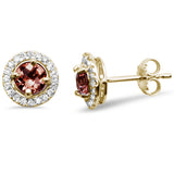 1.63ct G SI 10KT Yellow Gold Garnet Gemstone & Diamond Earrings