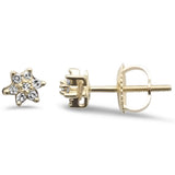 .13ct G SI 10KT Yellow Gold Diamond Round Flower Stud Earrings