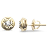 <span>¡LIQUIDACIÓN DE DIAMANTES! </span> Pendientes redondos de moda con diamantes de oro amarillo de 10 kt, 0,16 ct G SI