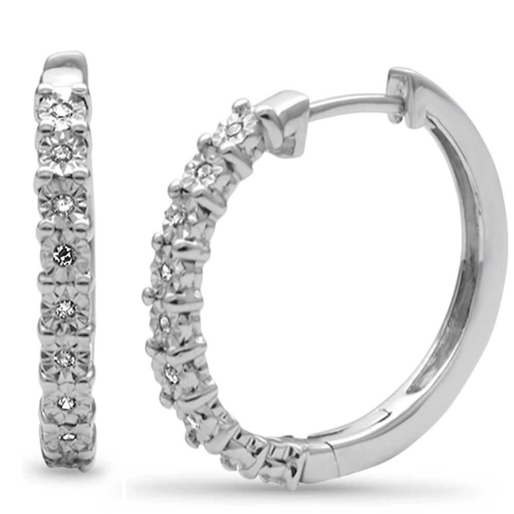 <span style="color:purple">SPECIAL!</span> .07ct G SI 10K White Gold Diamond Hoop Earrings