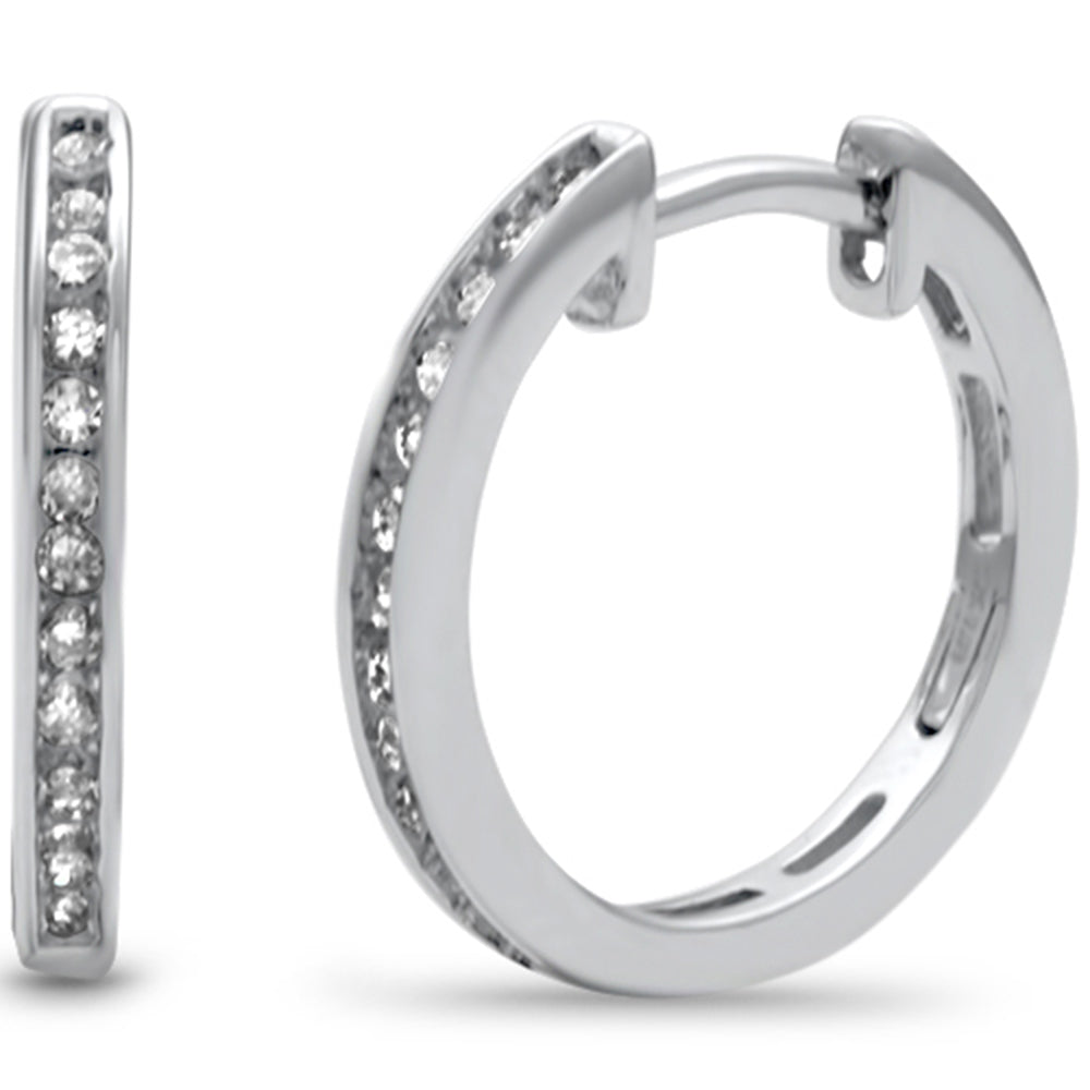 <span style="color:purple">SPECIAL!</span> .15ct G SI 10K White Gold Diamond Hoop Earrings