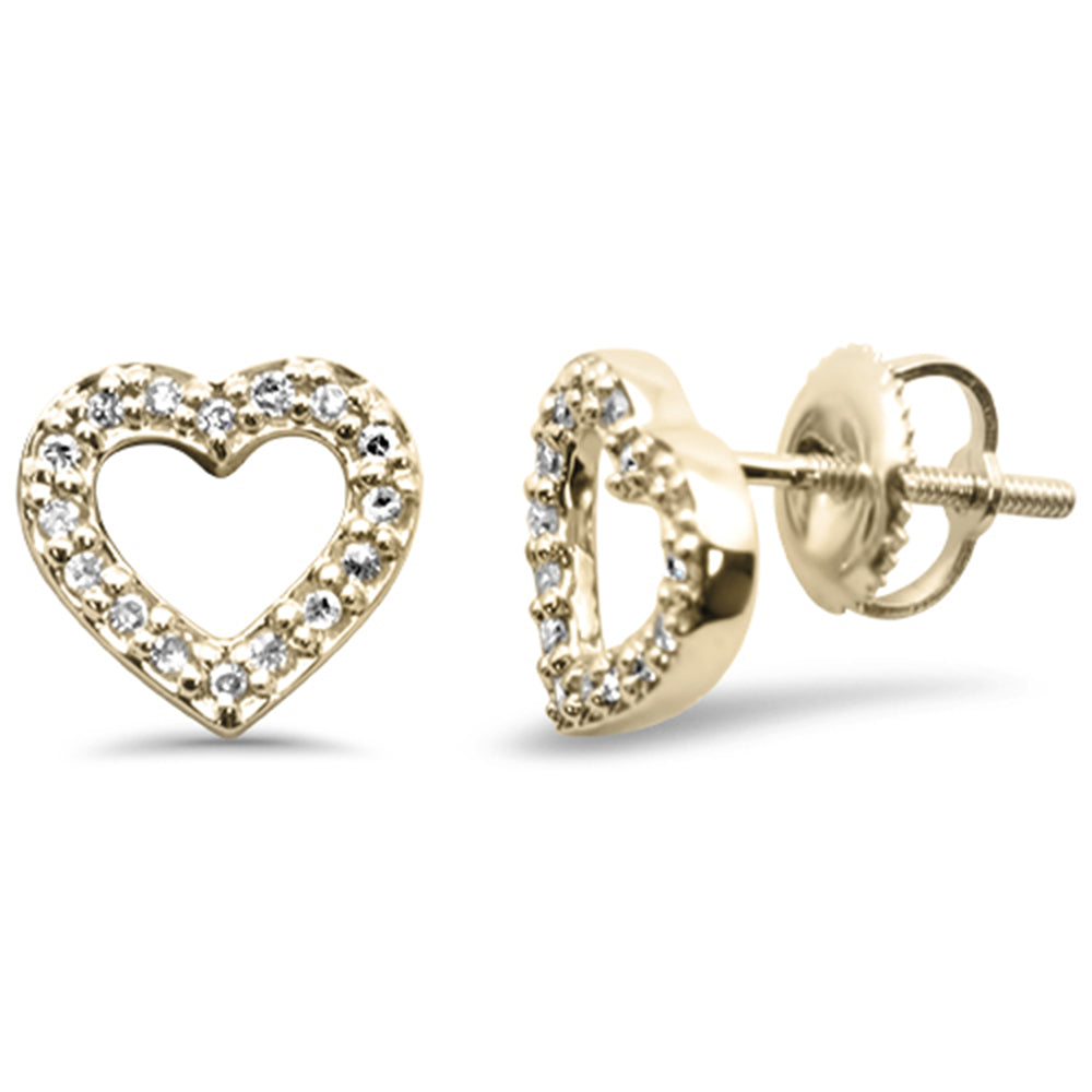 .15ct G SI 10K Yellow Gold Diamond Heart Earrings