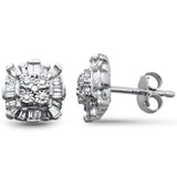 .25ct G SI 14K White Gold Diamond Round & Baguette Earrings