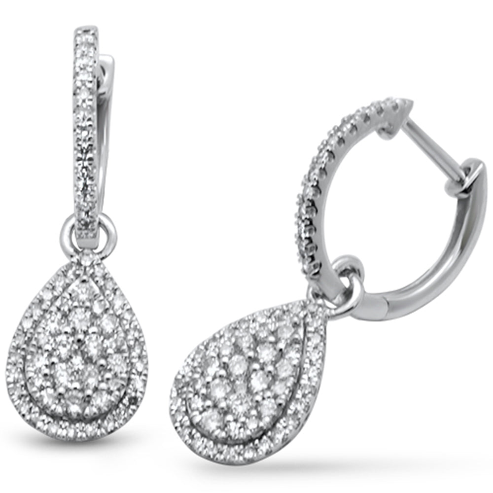 <span style="color:purple">SPECIAL!</span> .77ct G SI 14K White Gold Diamond Pear Shaped Dangling Earrings