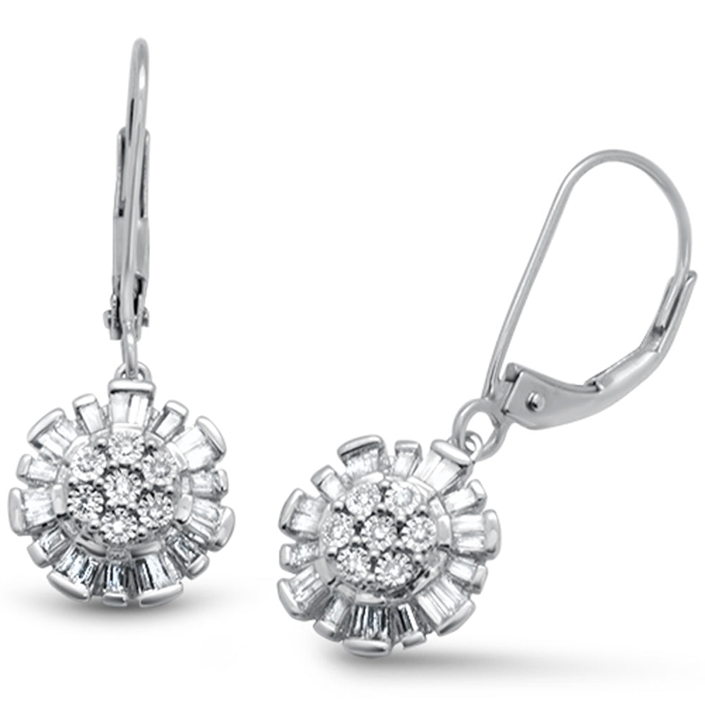 <span style="color:purple">SPECIAL!</span> .27ct G SI 14K White Gold Diamond Round & Baguette Lever Back Earrings