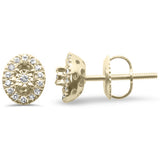 .13ct G SI 10K Yellow Gold Diamond Oval Shaped Round Earrings