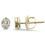 .12ct G SI 10K Yellow Gold Diamond Oval Shaped Round & Baguette Earrings