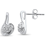 <span>DIAMOND CLOSEOUT! </span> .11ct G SI 14K White Gold Diamond Round & Baguette Drop Earrings