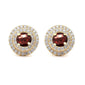 <span>GEMSTONE CLOSEOUT </span>! 1.01ct 14K Yellow Gold Natural Garnet & Round Diamond Halo Earrings