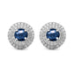 <span>GEMSTONE CLOSEOUT </span>! 1.03ct 14K White Gold Natural Blue Sapphire & Round Diamond Halo Earrings