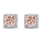1.33cts 14k White Gold Morganite Gemstone & Round Diamond Earrings