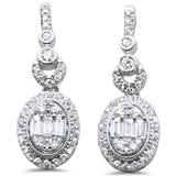 .51ct G SI 14K White GoldDiamond Oval Shaped Round & Baguette Dangling Earrings