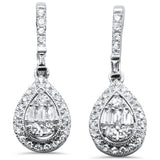.55ct G SI 10K White GoldDiamond Pear Shaped Round & Baguette Dangling Earrings