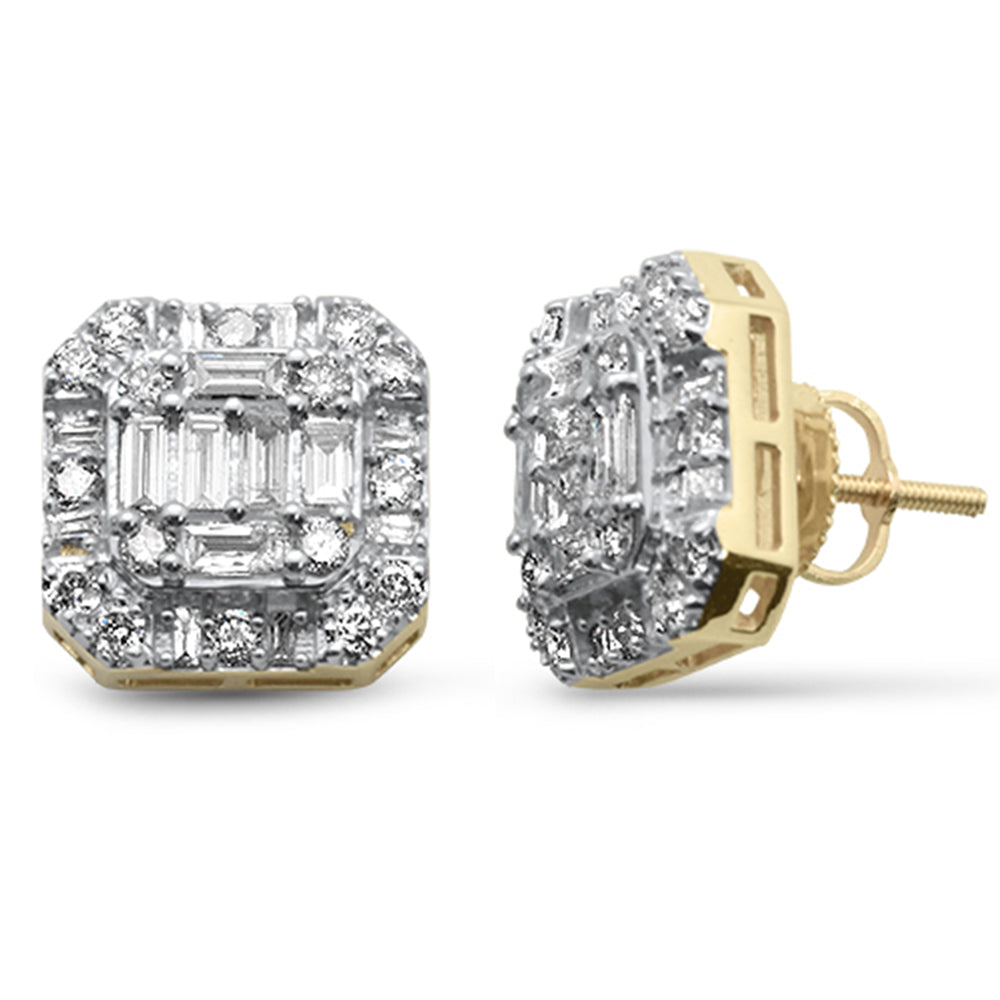 <span style="color:purple">SPECIAL!</span>1.44ct G SI 10K Yellow Gold Round & Baguette Diamond Earrings