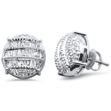 .78ct G SI 14K White Gold Round & Baguette Diamond Earrings