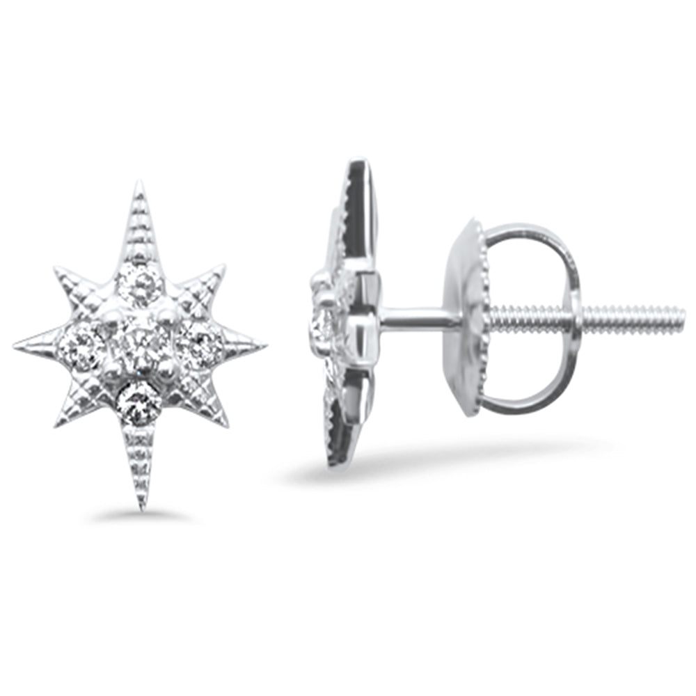 <span style="color:purple">SPECIAL!</span> .17ct G SI 14K White Gold Starburst Diamond Earrings