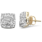 1.13ct G SI 10K Yellow Gold Square Shaped Halo Earrings
