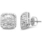 <span style="color:purple">SPECIAL!</span> .89ct G SI 14K White Gold Square Shaped Round & Baguette Diamond Halo Earrings