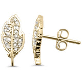 .16ct G SI 14K Yellow Gold Diamond Leaf Shaped Earring