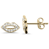 .15ct G SI 14K Yellow Gold Diamond Lips Earring