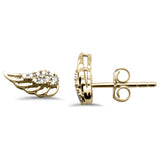 .08ct G SI 14K Yellow Gold Diamond Wings Earring