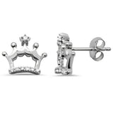.08ct G SI 14K White Gold Diamond Crown Shaped Earring