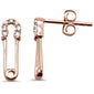 .09ct G SI 14K Rose Gold Diamond Safety Pin Earrings