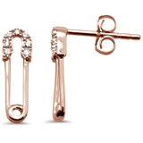 <span>DIAMOND CLOSEOUT! </span>.09ct G SI 14K Rose Gold Diamond Safety Pin Earrings