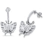 <span style="color:purple">SPECIAL!</span> .80ct G SI 14K White Gold Round & Baguette Diamond Butterfly Dangling Earrings