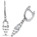 .50ct G SI 14K White Gold Round & Baguette Diamond Dangling Drop Earrings