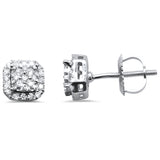 <span>DIAMOND CLOSEOUT! </span>.27ct G SI 14K White Gold Square Shape Round Diamond Stud Earrings
