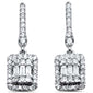 <span style="color:purple">SPECIAL!</span> .62ct G SI 14K White Gold Round & Baguette Diamond Emerald Cut Shape Dangling Earring