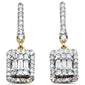 <span>DIAMOND CLOSEOUT! </span>.57ct G SI 14K Yellow Gold Round & Baguette Diamond Emerald Cut Shape Dangling Earring