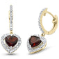 <span style="color:purple">SPECIAL!</span>  2.35ct G SI 14K Yellow Gold Diamond & Garnet Gemstone Heart shaped Drop Dangle Earrings