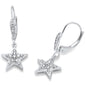 <span style="color:purple">SPECIAL!</span> .25ct G SI 14K White Gold Diamond Star Dangle Drop Lever Back Earrings