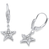 <span>DIAMOND CLOSEOUT! </span>.25ct G SI 14K White Gold Diamond Star Dangle Drop Lever Back Earrings