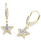 <span style="color:purple">SPECIAL!</span> .25ct G SI 14K Yellow Gold Diamond Star Dangle Drop Lever Back Earrings
