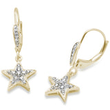 .25ct G SI 14K Yellow Gold Diamond Star Dangle Drop Lever Back Earrings