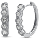 .50ct G SI 14K White Gold 5 Stones Diamond Hoop Earrings